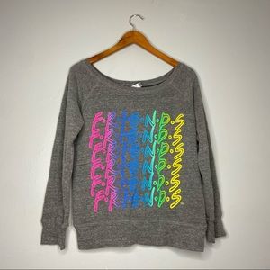 Friends TV Show Grey Multi-Color Long Sleeve Women’s Scoop Neck Sweatshirt Q